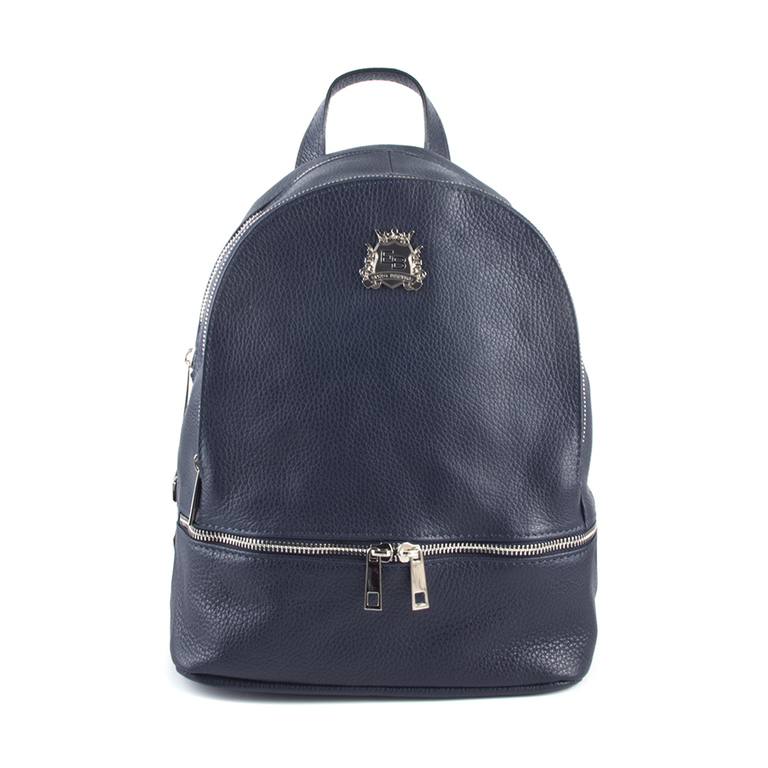 Enzo Bertini women's backpack in navy leather with logo 1541RUCP1862BL