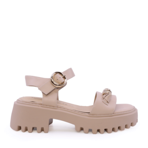 Sandale cu accesoriu metalic femei Enzo Bertini bej din piele 1399DS1284BE