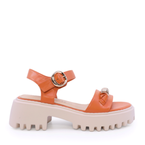 Sandale cu accesoriu metalic femei Enzo Bertini portocalii din piele 1399DS1284PO
