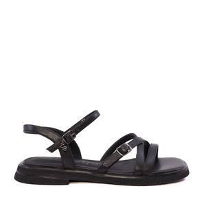 Sandale cu barete subțiri femei Enzo Bertini negre din piele 1399DS7142N