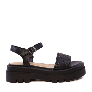 Sandale cu detalii metalice femei Enzo Bertini negre din piele 1399DS1210N