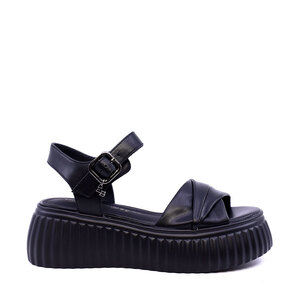 Sandale cu platformă medie femei Enzo Bertini negre din piele 1399DS7221N