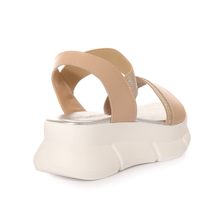 Enzo Bertini Women's nude leather platform sandals 1801DS14597NU
