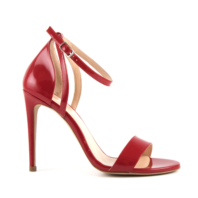 Sandale femei Enzo Bertini rosii din piele cu aspect lacuit 2027ds17582lr