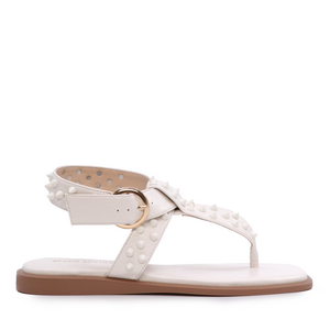 Enzo Bertini women roman sandals in white faux leather 1245DS2407A
