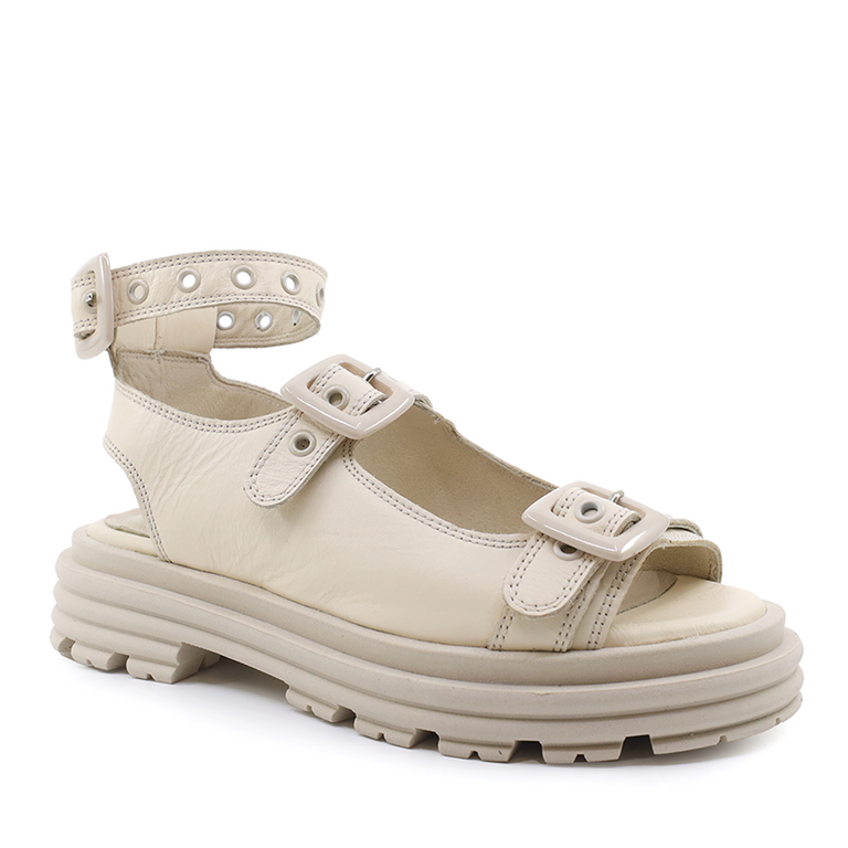 Enzo Bertini women sandals in beige genuine leather 1735DS3357BE