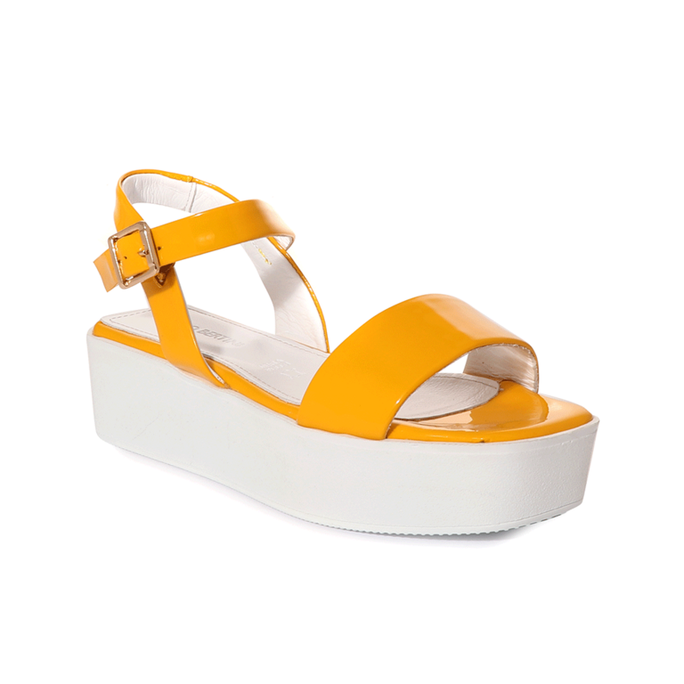 Enzo Bertini women's sandals in yellow patent leather 2581DS70681LG
