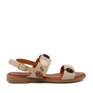 Sandale femei Enzo Bertini gri din piele cu elemente deco 2809DS16308GR