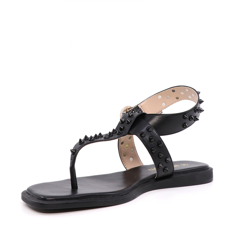 Enzo Bertini women roman sandals in black faux leather 1245DS2407N