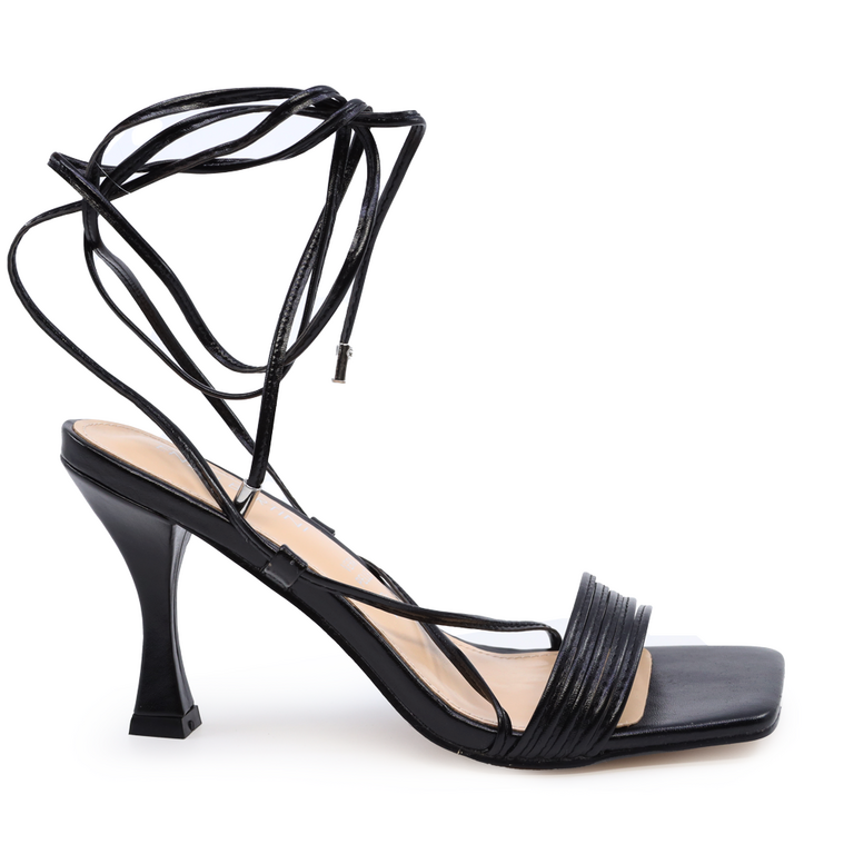 Enzo Bertini women mid heel sandals in black faux leather 1245DS2675N