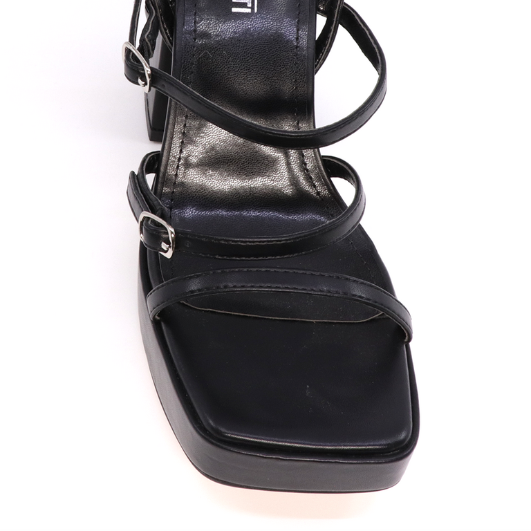 Enzo Bertini women high heel sandals in black faux leather 1245DS2688N