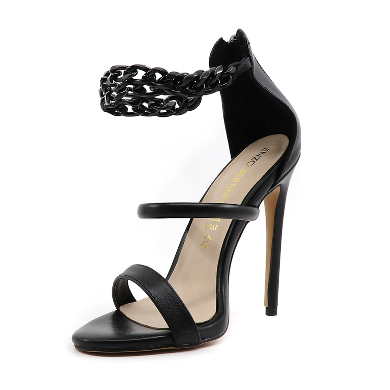 Enzo Bertini high heel women sandals in black leather 1123DS3066N