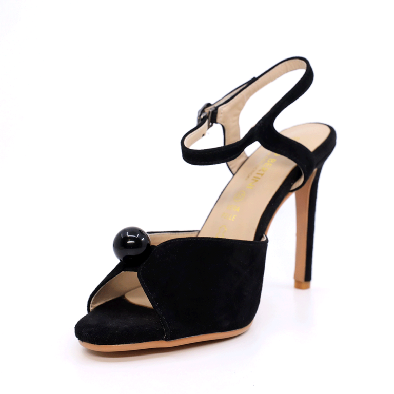Enzo Bertini women high heel sandals in black suede leather 1125DS3069VN