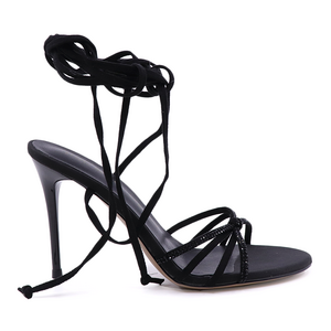 Enzo Bertini women high heel sandals in black faux suede leather  3865DS203VN