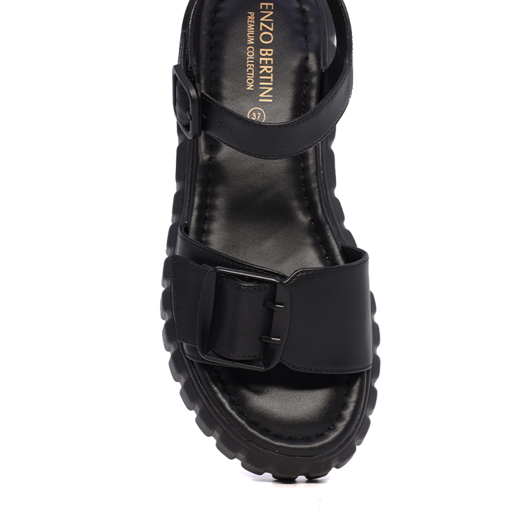 Enzo Bertini black leather women's sandals 1397DS1211N