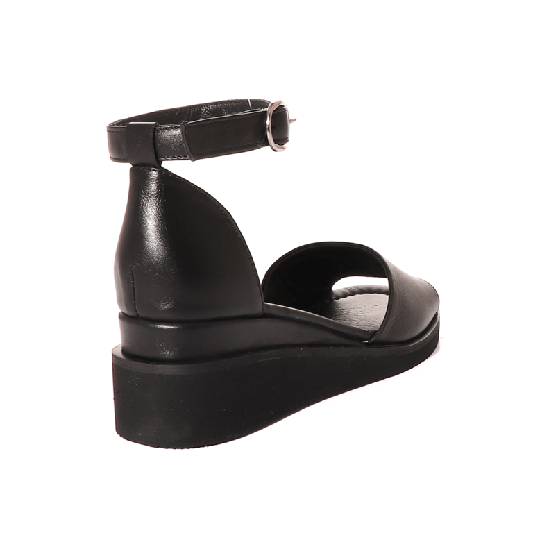 Enzo Bertini women's platform sandals in black leather 2581DS91071N