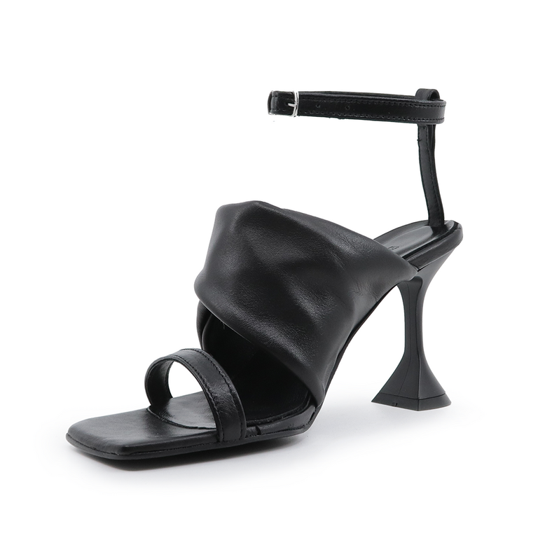 Sandale femei Enzo Bertini negre din piele cu toc 3433DS1901N