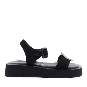 Enzo Bertini women sandals in black genuine suede leather 1735DS3370N