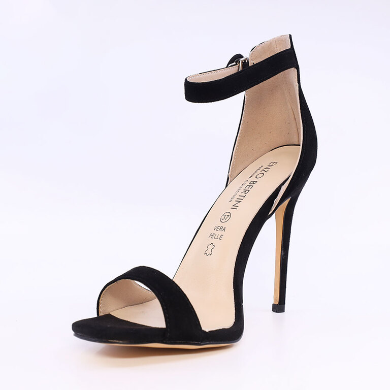 Enzo Bertini Women's Black Suede High Heel Sandals 1127DS2300VN