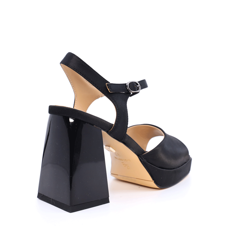 Enzo Bertini women high heel sandals in black silk satin 1125DS3985N