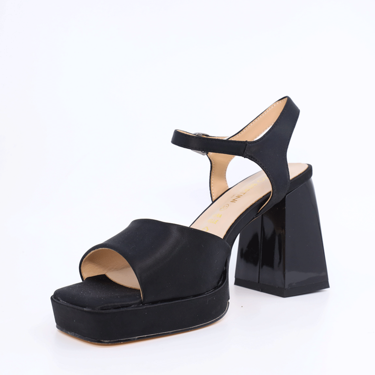 Enzo Bertini women high heel sandals in black silk satin 1125DS3985N