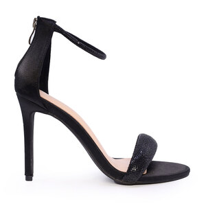 Enzo Bertini Women's Black Satin High Heel Sandals 1127DS8912RAN