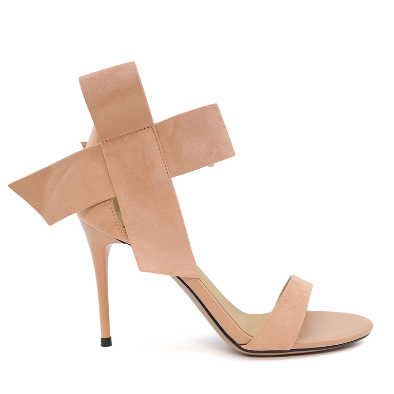 Enzo Bertini women high heel sandals in nude faux suede leather 3865DS210VNU