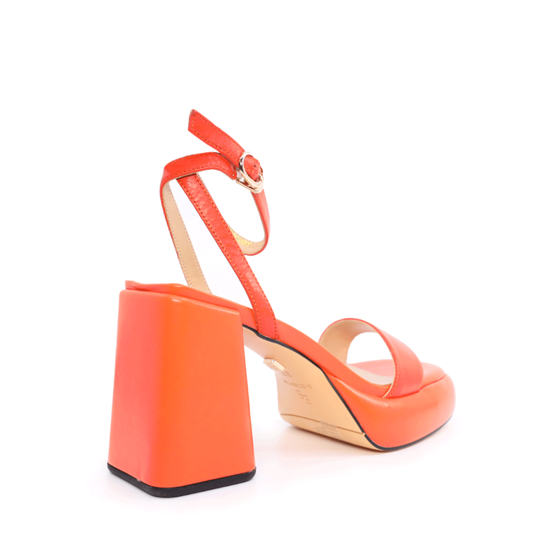 Sandale femei Enzo Bertini portocalii din piele  cu toc gros 1125DS3896PO