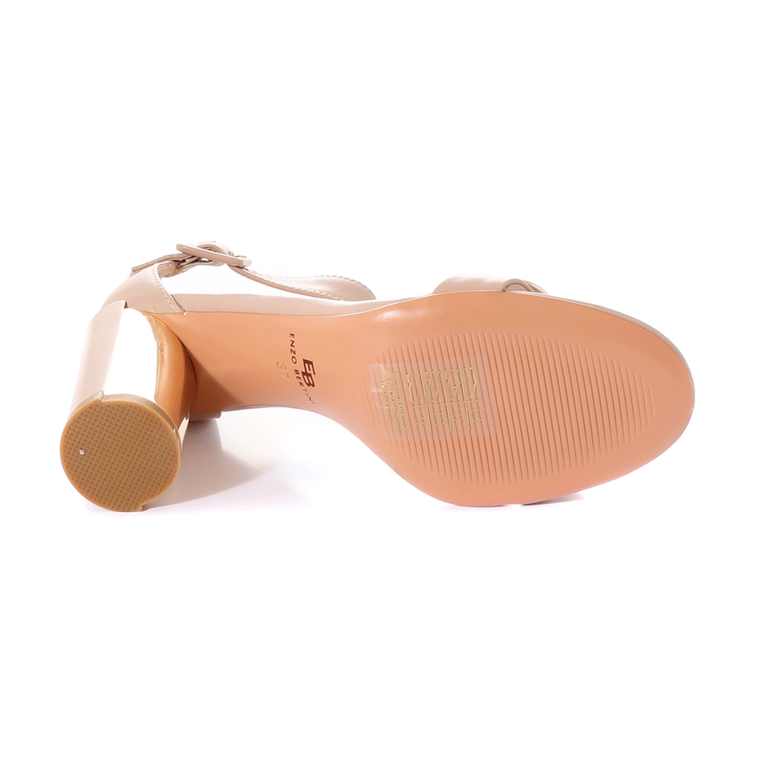 Sandale femei Enzo Bertini roz din piele cu toc mediu cu aplicații metalice 1121DS2816RO