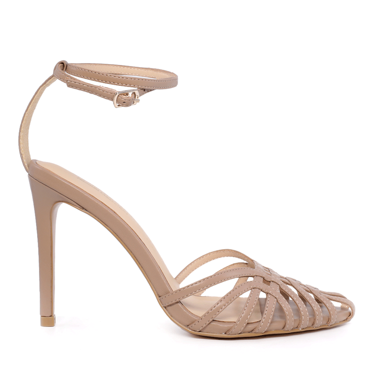 Enzo Bertini taupe genuine leather high heel women's sandals 3927DS12070TA