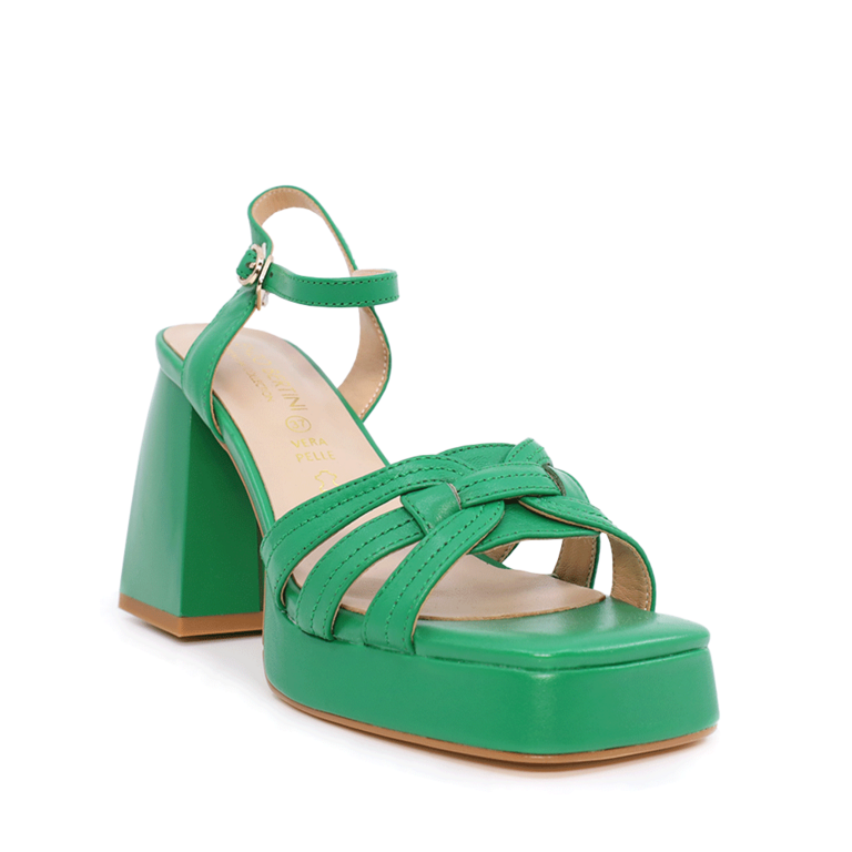 Enzo Bertini women high heel sandals in green leather 1125DS3265V