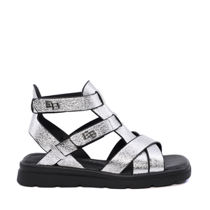 Sandale tip roman femei Enzo Bertini argintii din piele 1399DS7391AG