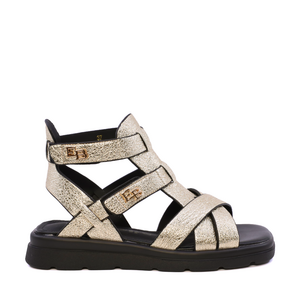 Sandale tip roman femei Enzo Bertini aurii din piele 1399DS7391AU