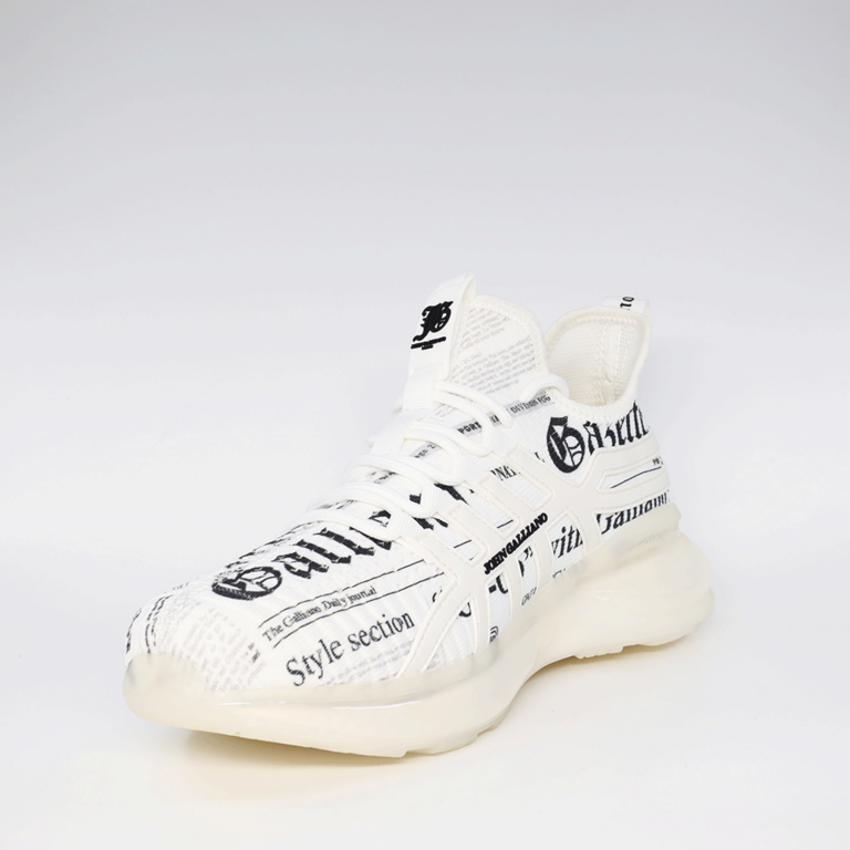 John Galliano Herren Gazette Sneakers aus weißem Strickstoff 3505BP18505A