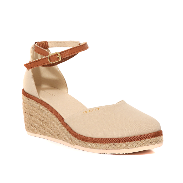 GANT women sandals with wedge in beige washed canvas 1741DS568592BE