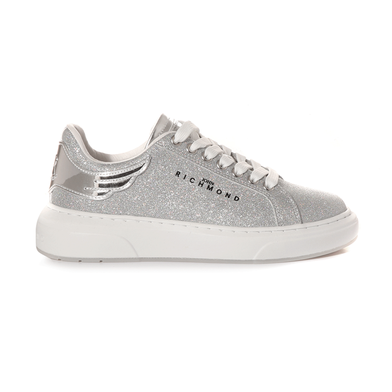 John Richmond Women's Sneakers in silver glitter fabric 2261DP10215GLAG