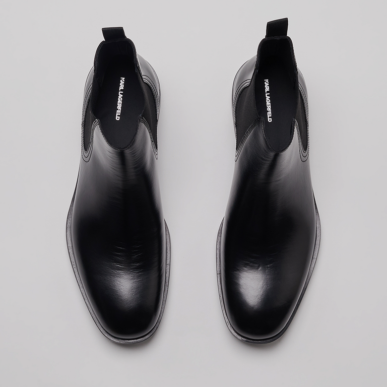 Karl Lagerfeld men chelsea boots in black leather 2054BG12260N 