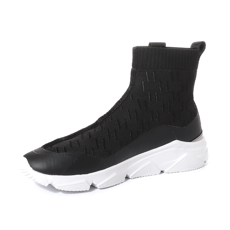 Karl Lagerfeld men high top sneakers in black fabric 2052BG51651N