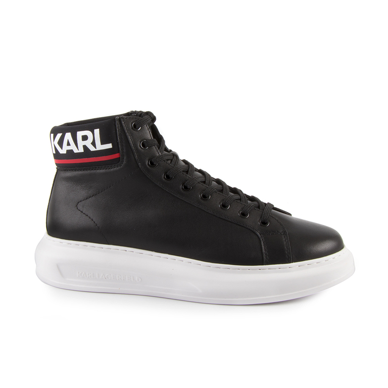Karl Lagerfeld men's high top in black leather sneakers 2050BG52550N