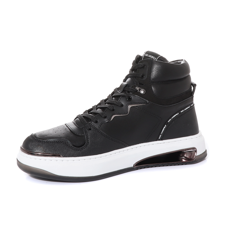 Karl Lagerfeld men high top sneakers in black leather 2052BG52040N
