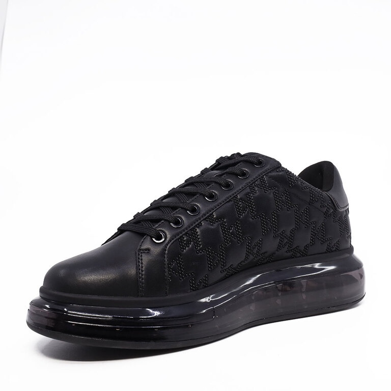 Men's Karl Lagerfeld Kapri Kushion Monogram Black Leather Sneakers 2057BP52624N