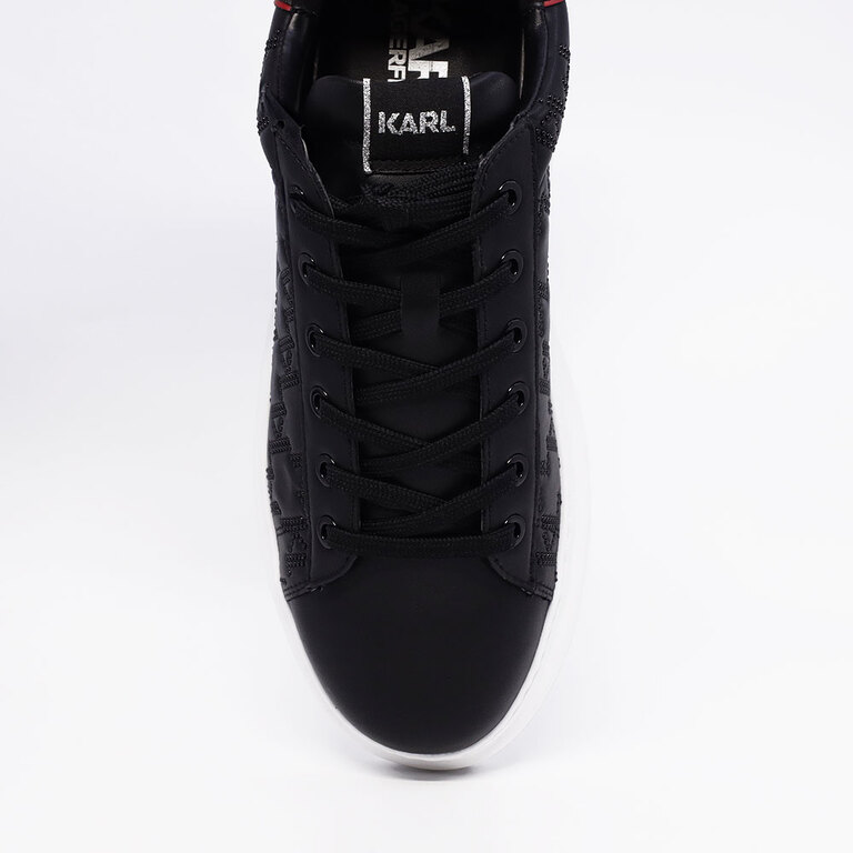 Karl Lagerfeld Kapri Men's Monogram Black Leather Sneakers 2057BP52587N