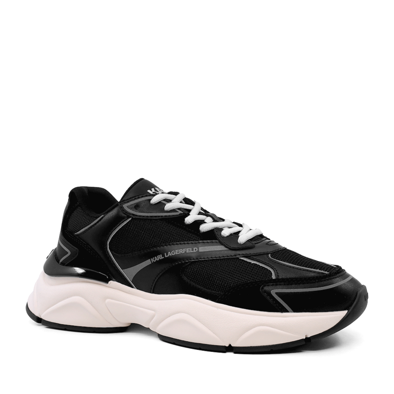 Men's Karl Lagerfeld KOMET Mesh Mix Lo Runner Black Leather Sneakers 2057BP56524N