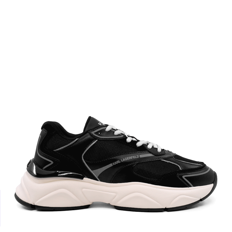 Men's Karl Lagerfeld KOMET Mesh Mix Lo Runner Black Leather Sneakers 2057BP56524N