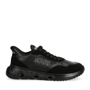 Sneakers bărbați Karl Lagerfeld Run Karl Logo Lo Lace negri din piele 2057BP54624N