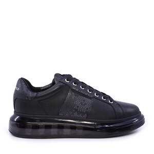 Sneakers bărbați Karl Lagerfeld KAPRI KUSHION Python Band Lo Lace negri din piele 2052BP52684N