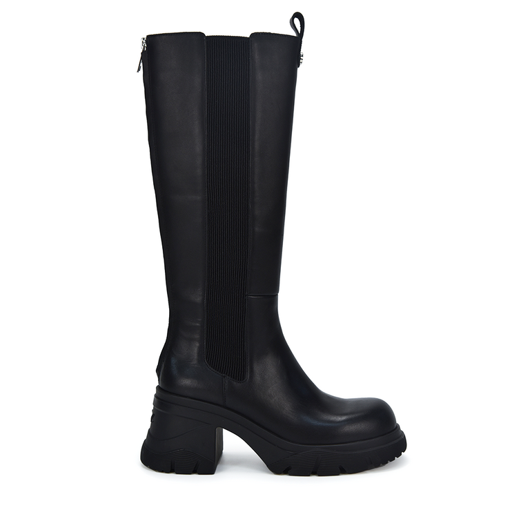 Karl Lagerfeld women biker boots in black leather 2054DC42290N