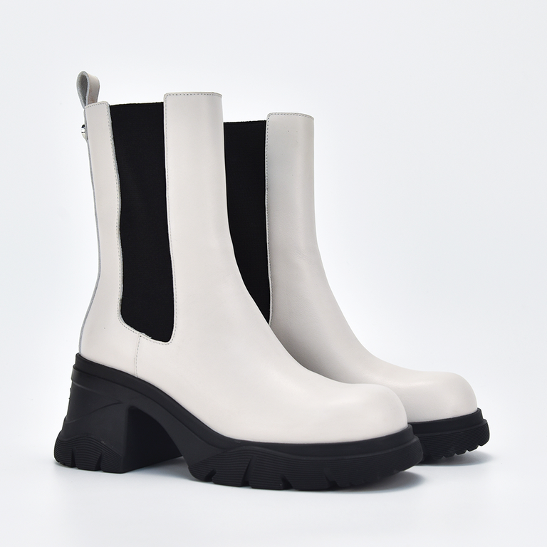 Karl Lagerfeld women chelsea boots in white leather 2054DG42260A