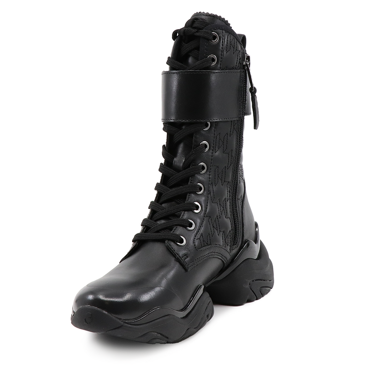 Karl Lagerfeld women ankle boots in black leather 2052DG62375N  