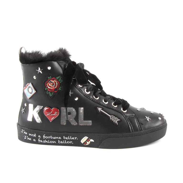 Women's boots Karl Lagerfeld black leather 2058dg0155n